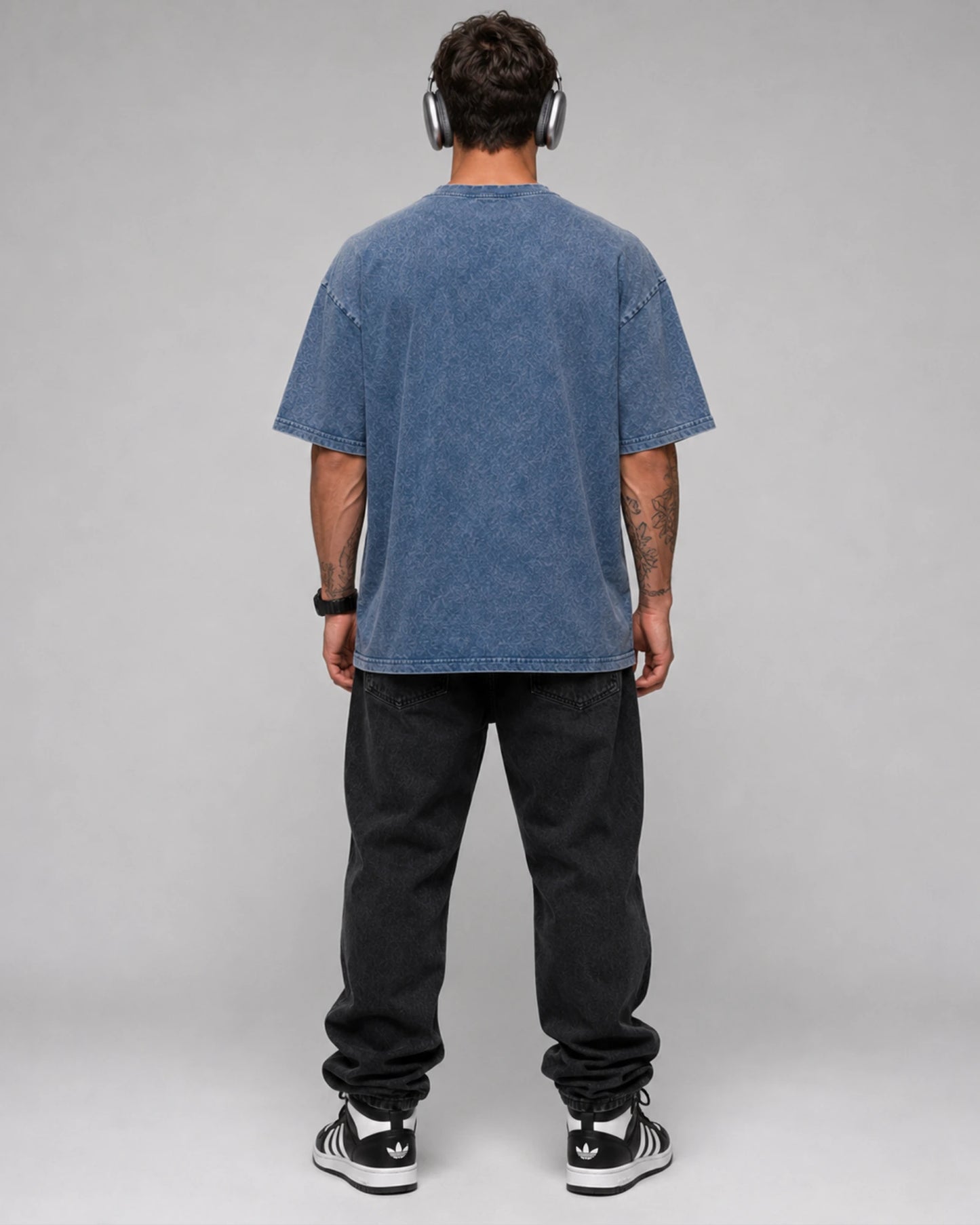 Denim Blue The Punisher Graphic Men’s Acid Wash T-Shirt (240 GSM)