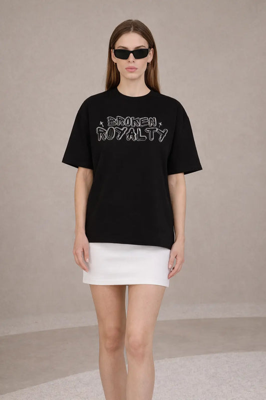 Broken Royalty Oversized Black Tshirt