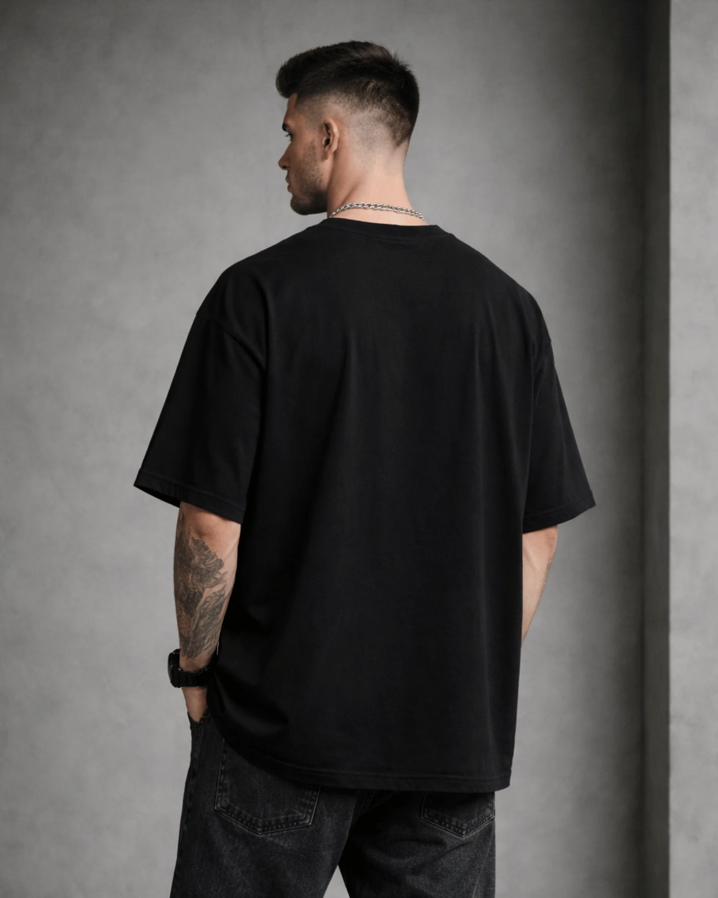 Black Tokyo Japan Typography Graphic Men’s Oversized T-Shirt (240 GSM)