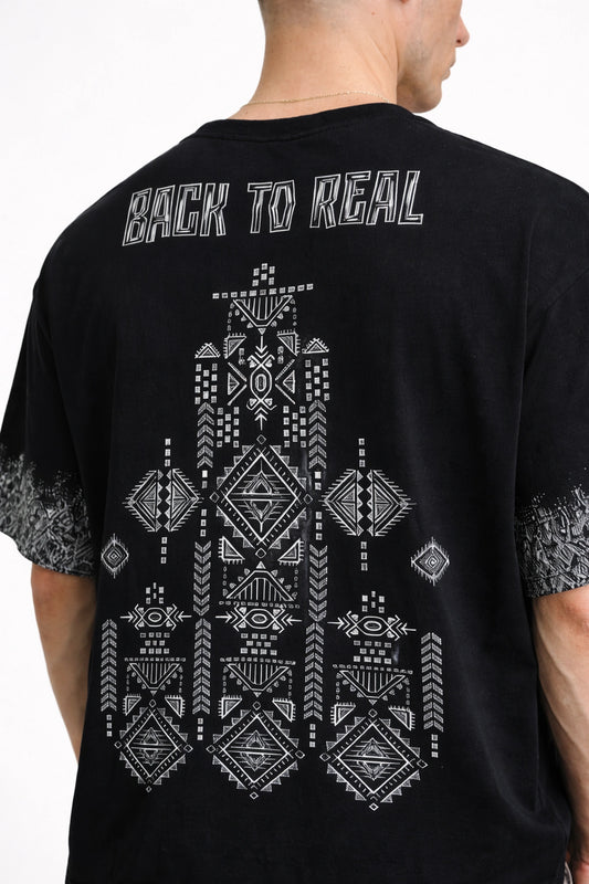 Back to Real Black Unisex Oversized Dropshoulder Tshirt