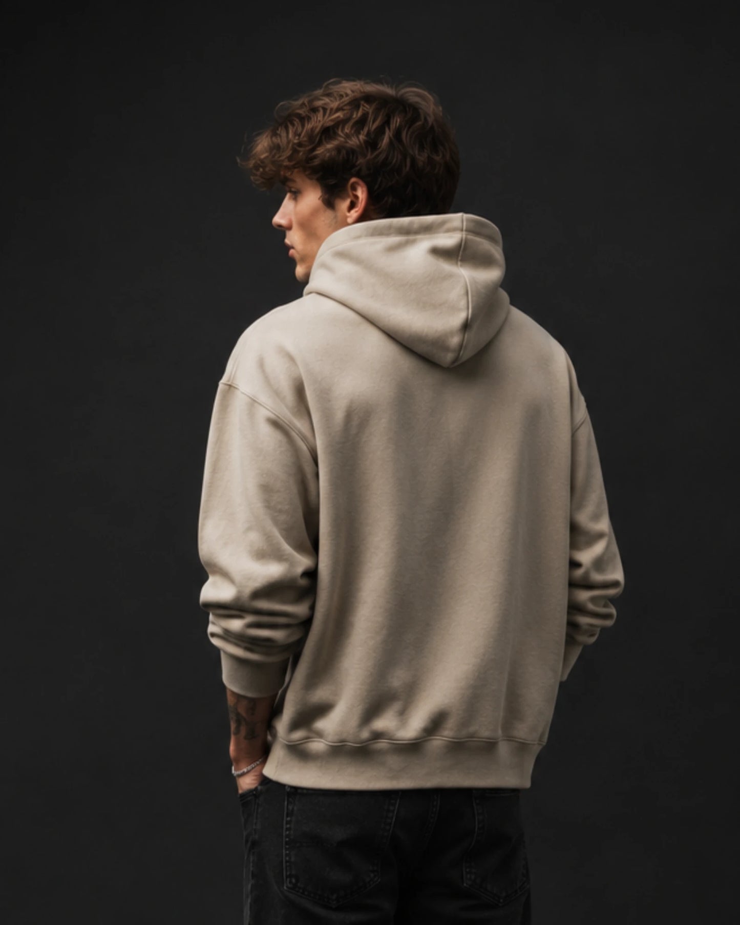 Beige XO Hearts Graphic Streetwear Men's Hoodie (360 GSM)