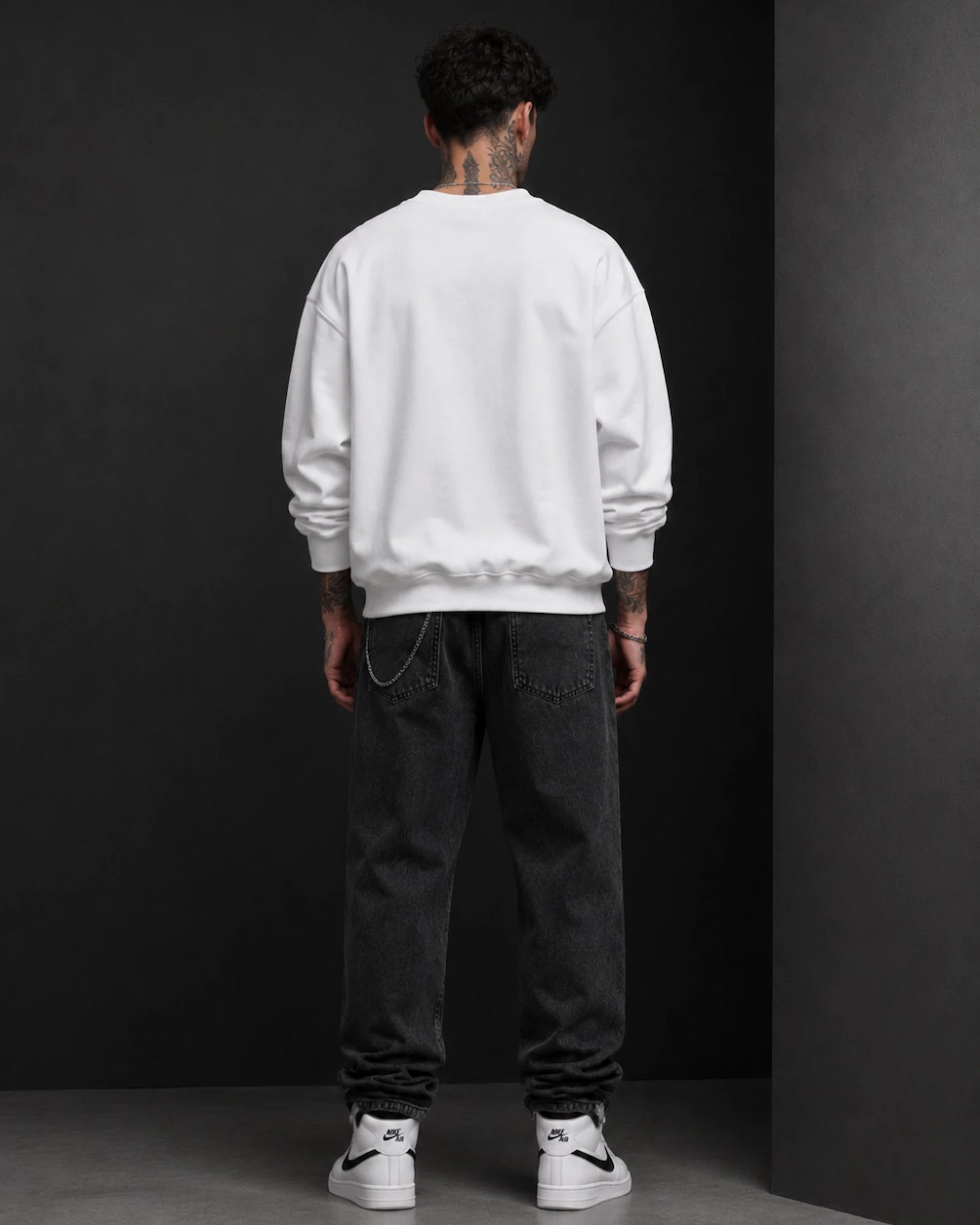 White Anime Eyes Graphic Streetwear Men’s Sweatshirt (350 GSM)