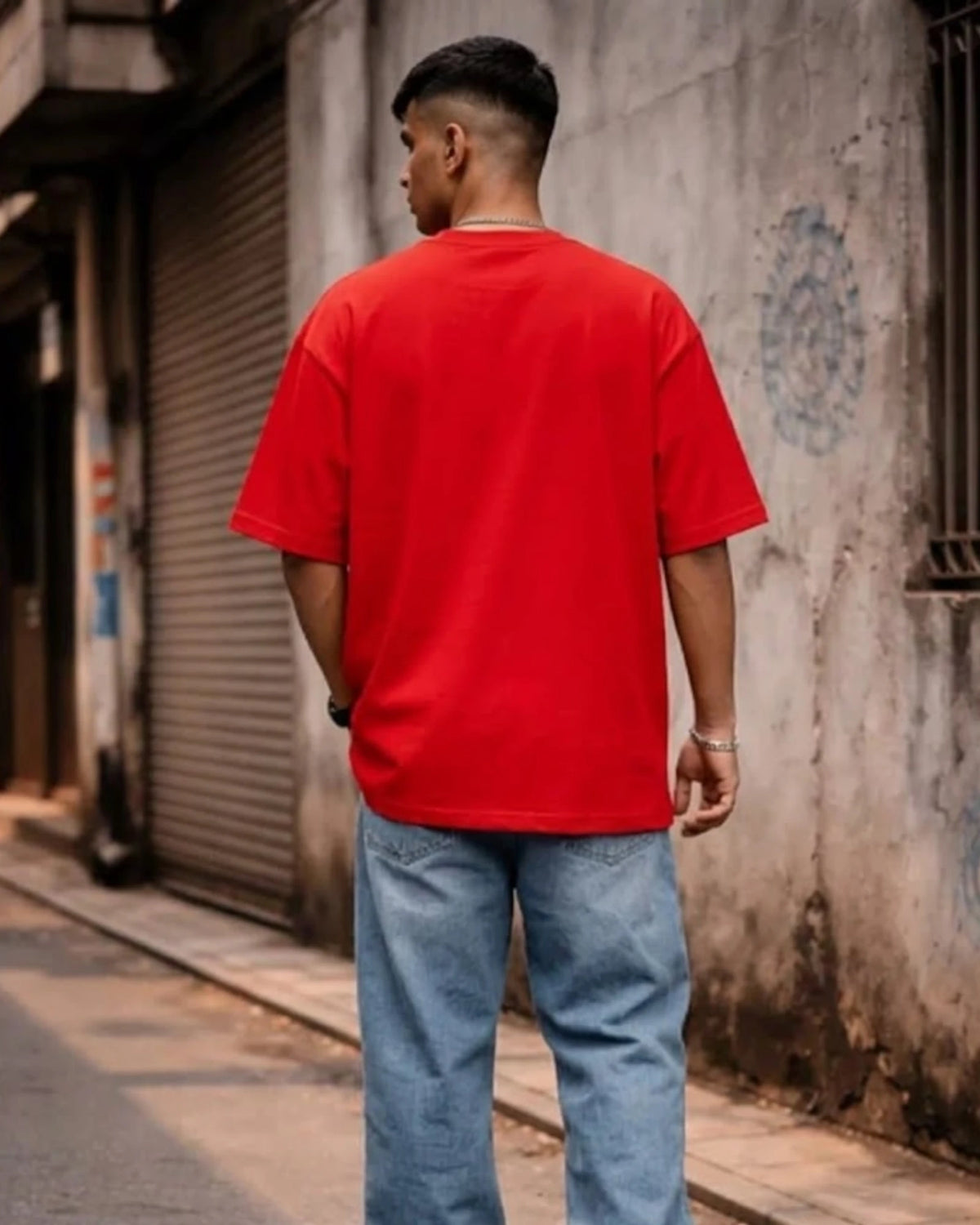 Red Biker Graphic Men’s Oversized T-Shirt (240 GSM)