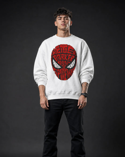 White Spider Mask Graphic Streetwear Men’s Sweatshirt (350 GSM)