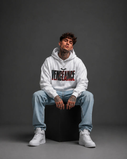 White Vengeance Graphic Streetwear Men’s Hoodie (360 GSM)