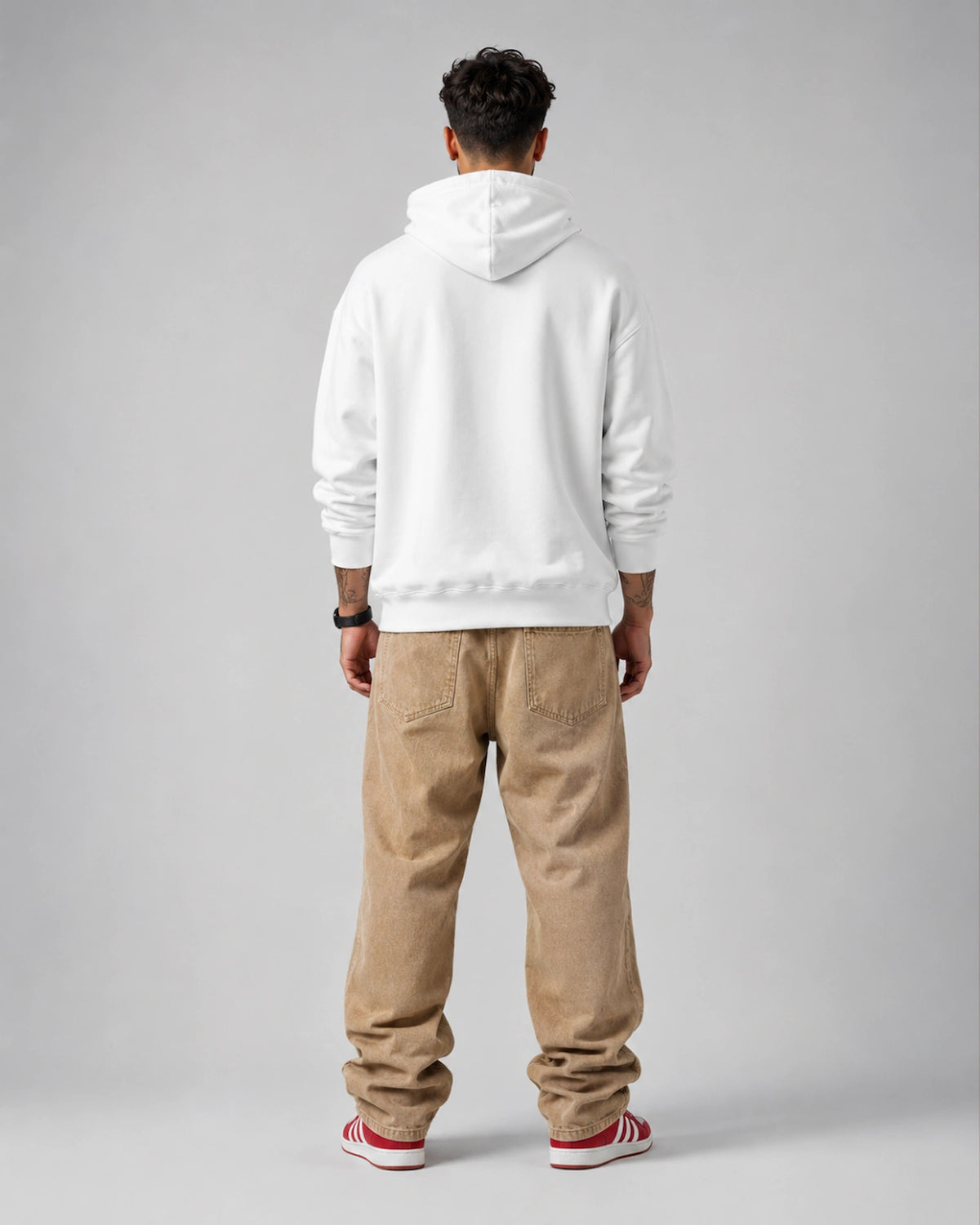 White Dark Collage Statue Graphic Streetwear Men's Hoodie (360 GSM)