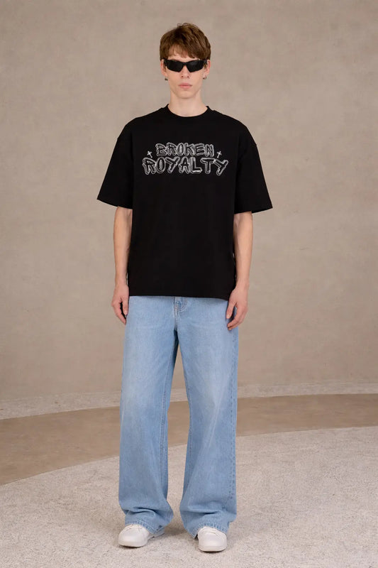 Broken Royalty Oversized Black Tshirt