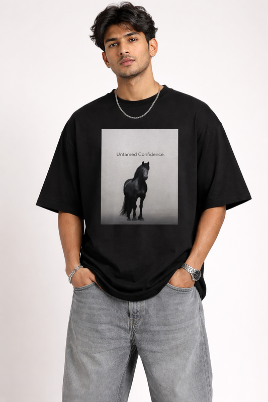 Horse Untamed Confidence Unisex Oversized Cotton T Shirt