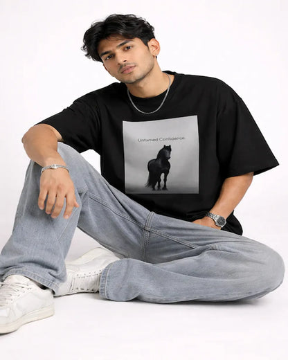 Horse Untamed Confidence Unisex Oversized Cotton T Shirt
