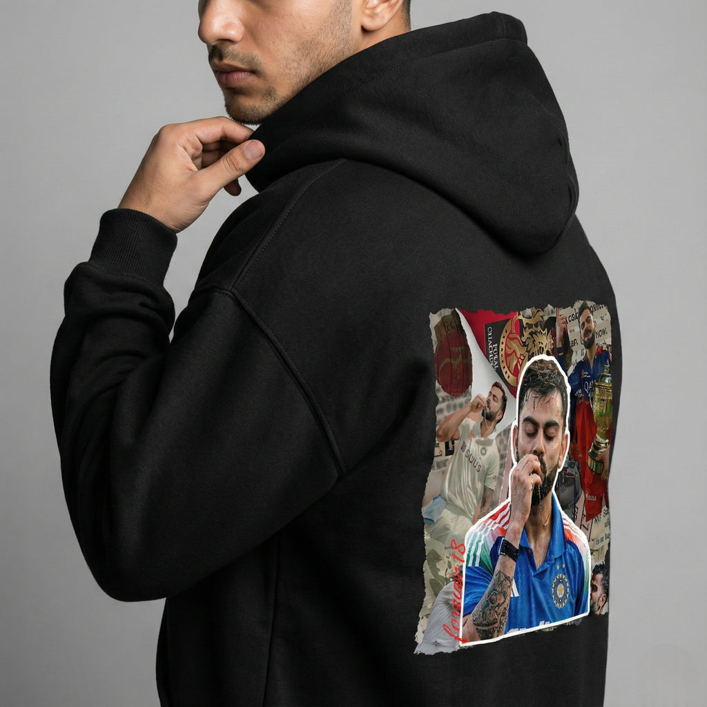 Virat Kohli Signature Zip Hoodie 370 GSM - Black Edition