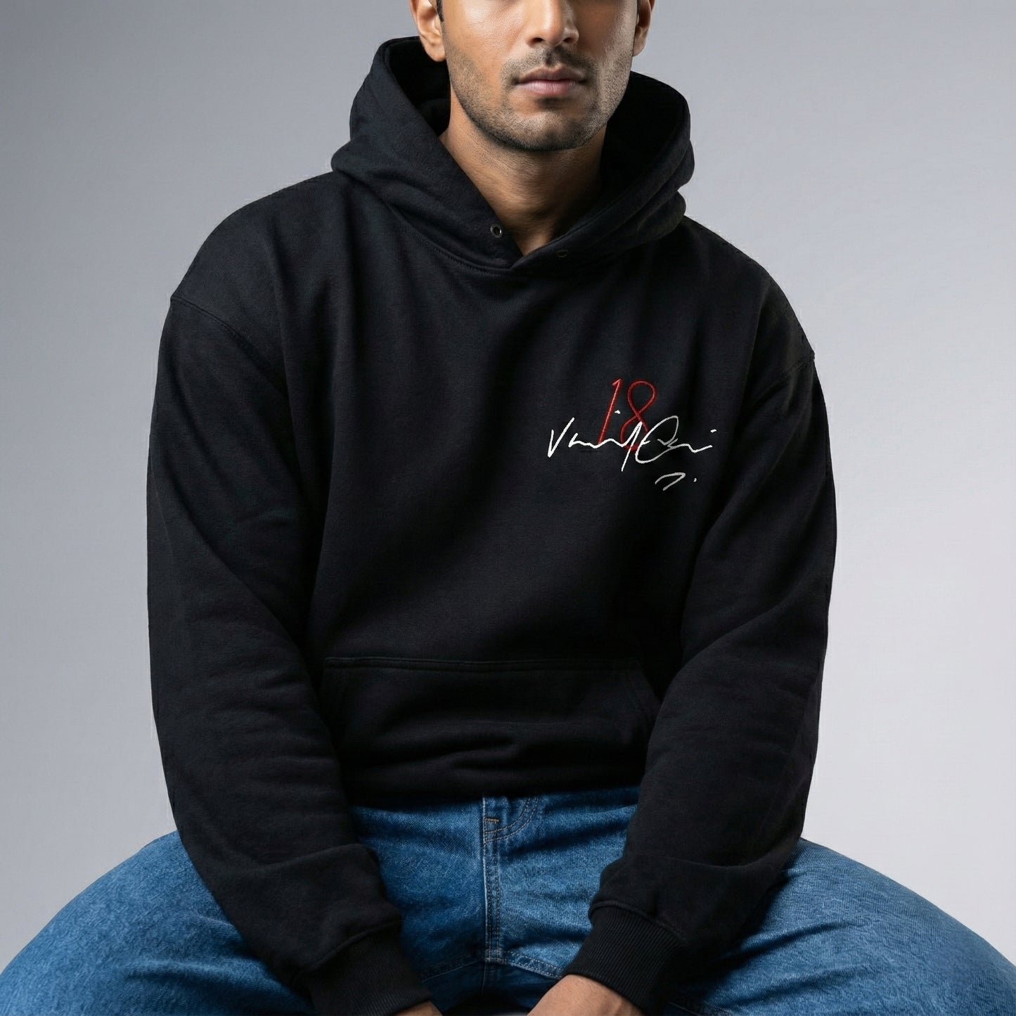 Virat Kohli Legacy 18 Premium Pull Over Hoodie – Black Summer Edition
