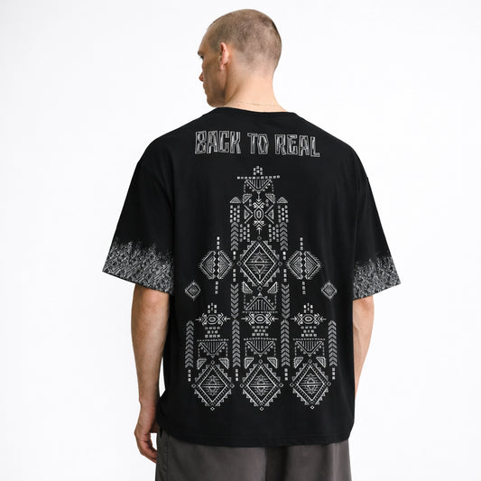 Back to Real Black Unisex Oversized Dropshoulder Tshirt