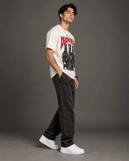Beige Vintage Doberman Trio Graphic Men’s Oversized T-Shirt (240 GSM)