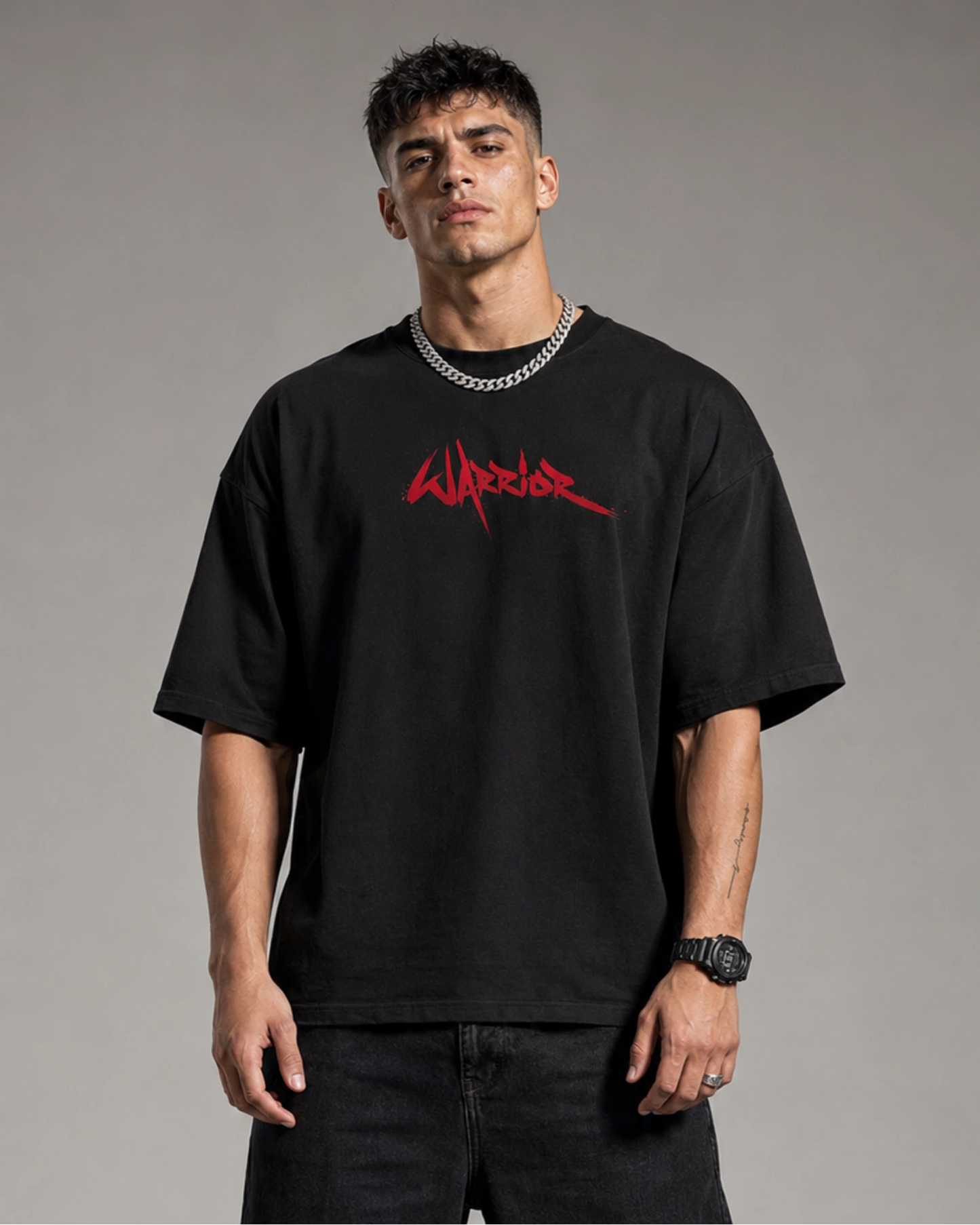 Black Japanese Bushido Samurai Dragon Streetwear Men’s Oversized T-Shirt (260 GSM)