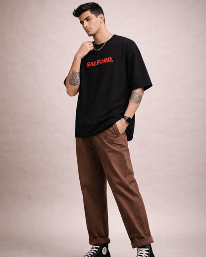 Black Japanese Koi Fish Graphic Men’s Oversized T-Shirt (240 GSM)