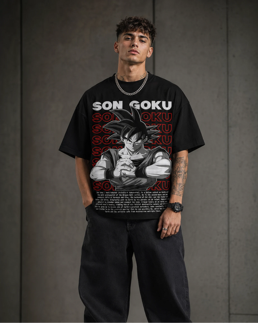 Black Son Goku Anime Graphic Men’s Oversized T-Shirt (260 GSM)