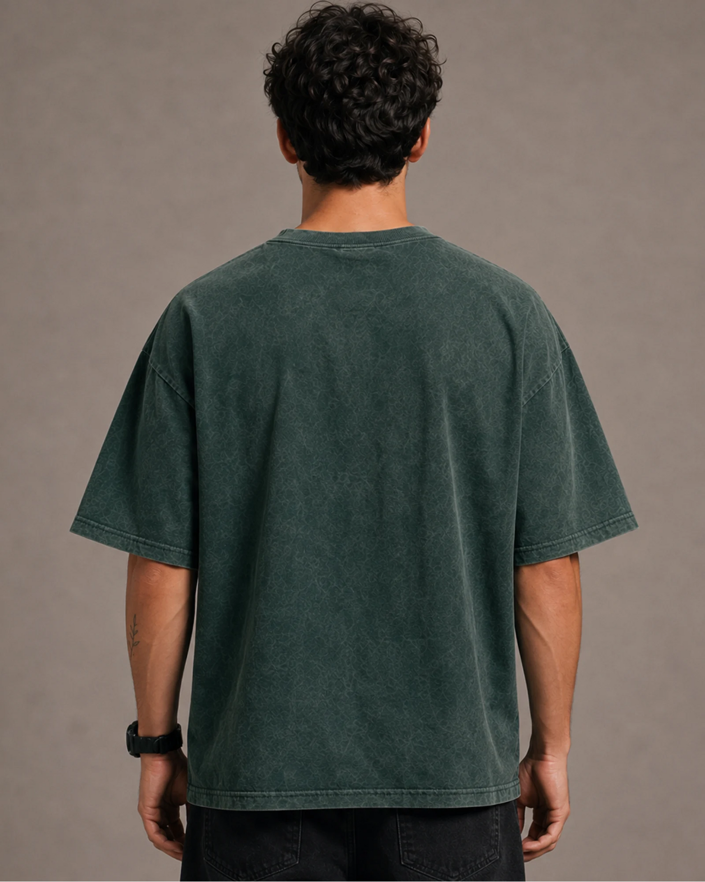 Forest Green Do Not Be Afraid Graphic Men’s Acid Wash T-Shirt (240 GSM)