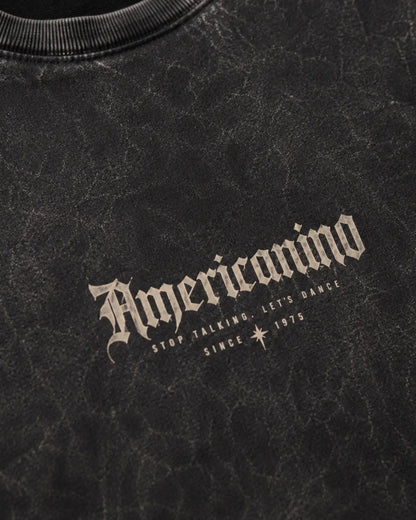 Black Vintage Americano Graphic Men's Acid Wash T-Shirt (240 GSM)