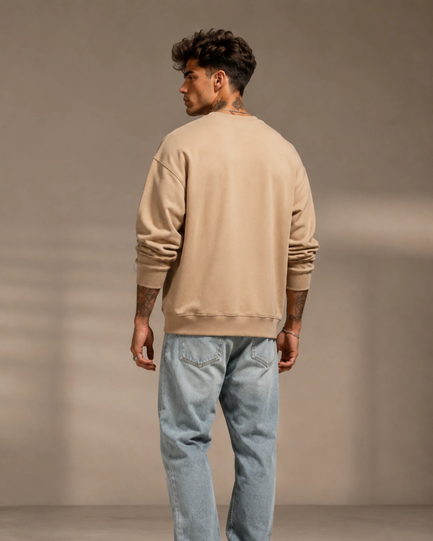 Beige Blinded by the Lights Streetwear Graphic Men’s Sweatshirt (350 GSM)