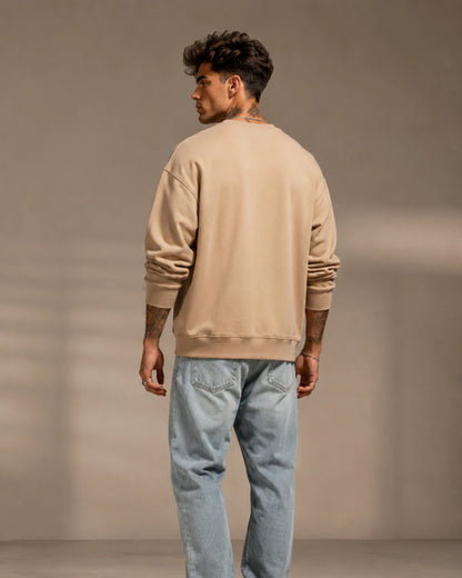 Beige Blinded by the Lights Streetwear Graphic Men’s Sweatshirt (350 GSM)