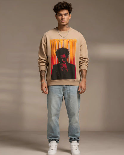 Beige Blinded by the Lights Streetwear Graphic Men’s Sweatshirt (350 GSM)