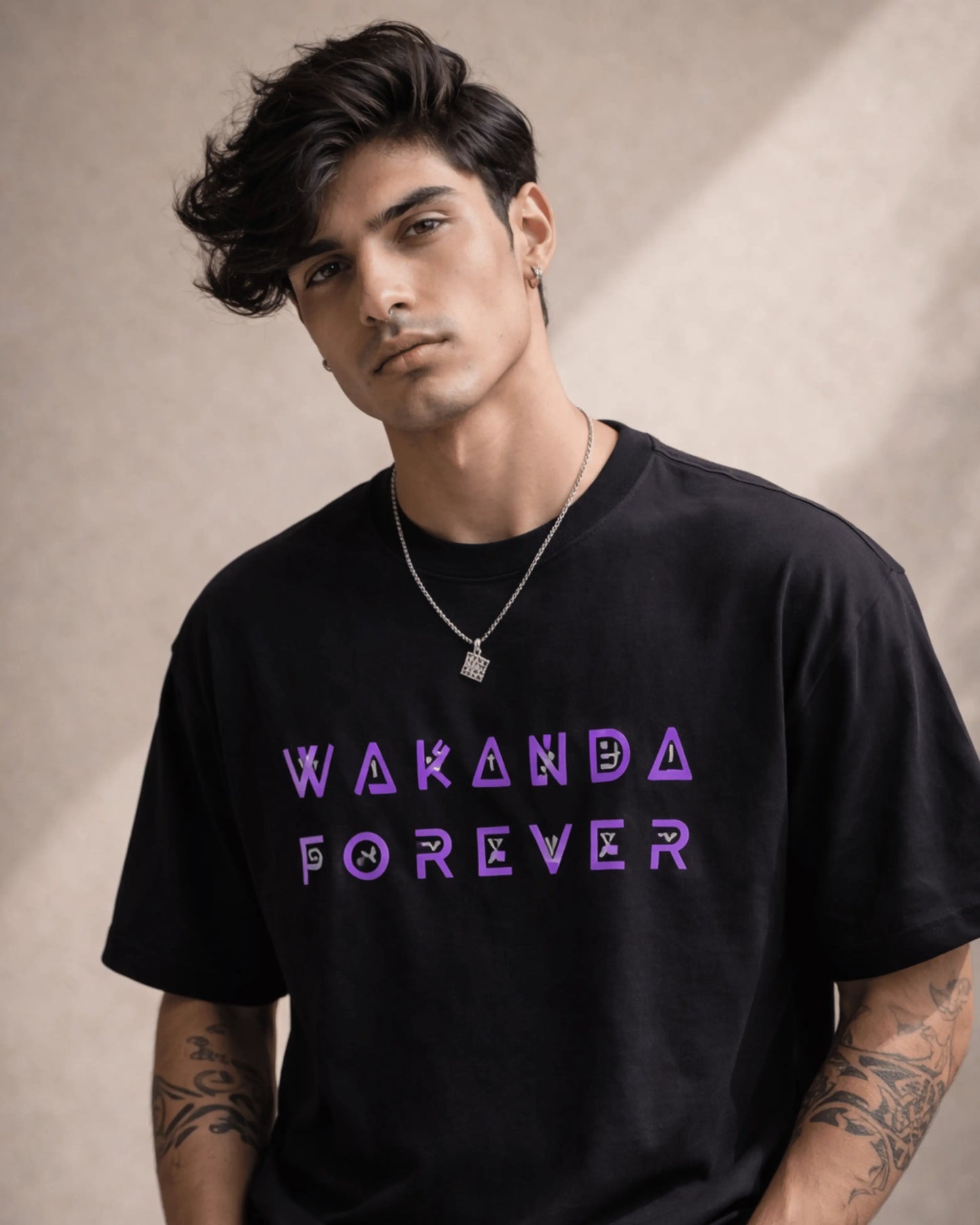 Black Wakanda Forever Graphic Men’s Oversized T-Shirt (240 GSM)