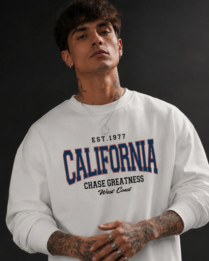 White California West Coast Graphic Men’s Sweatshirt (350 GSM)
