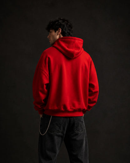 Red Don't Look Back Typography Graphic Streetwear Men's Hoodie (360 GSM)