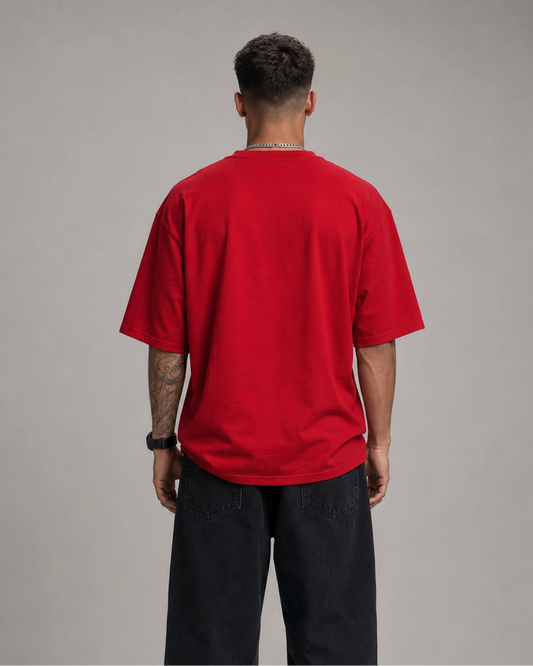 Red Football Celebration Graphic Men’s Oversized T-Shirt (260 GSM)