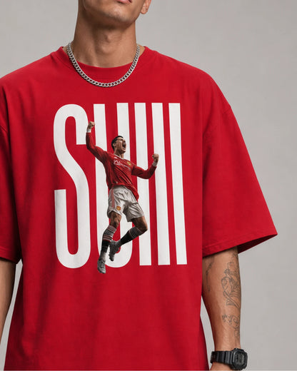 Red Football Celebration Graphic Men’s Oversized T-Shirt (260 GSM)