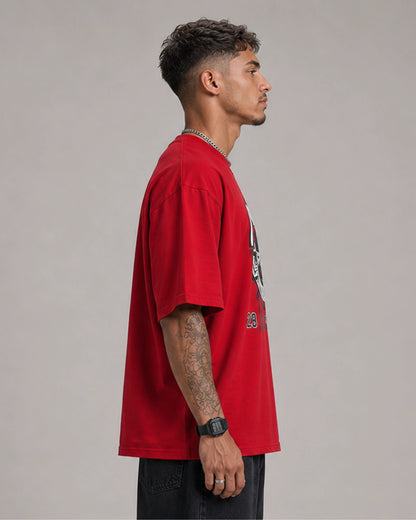 Red Football Celebration Graphic Men’s Oversized T-Shirt (260 GSM)