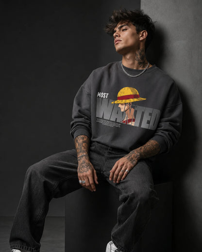 Charcoal Most Wanted Anime Streetwear Men’s Sweatshirt (350 GSM)