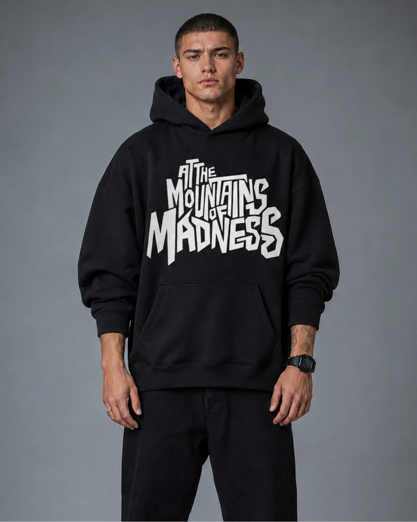 Black Mountains of Madness Graphic Streetwear Men’s Hoodie (360 GSM)