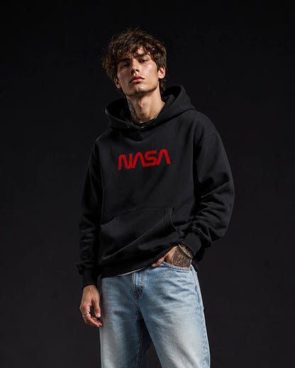 Black NASA Logo Graphic Men's Hoodie (360 GSM)