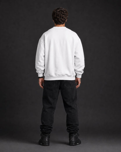 White Never Settle Graphic Typography Streetwear Men’s Sweatshirt (350 GSM)