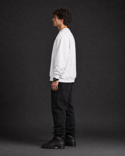 White Never Settle Graphic Typography Streetwear Men’s Sweatshirt (350 GSM)