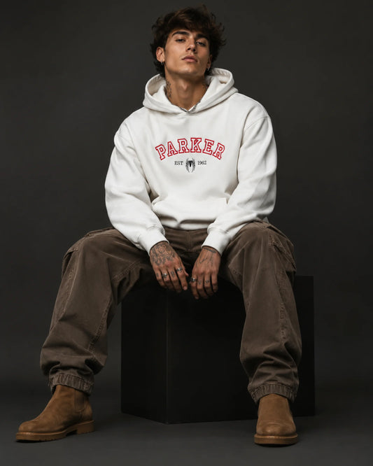White Parker Spider Graphic Men’s Hoodie (360 GSM)
