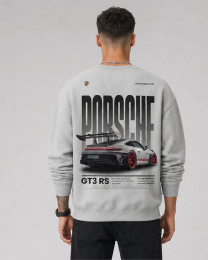 Grey Porsche GT3 RS Graphic Streetwear Men’s Sweatshirt (350 GSM)