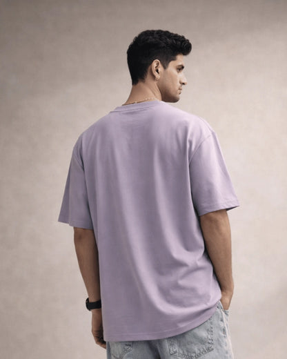 Purple Overthinking Typography Graphic Men’s Oversized T-Shirt (240 GSM)