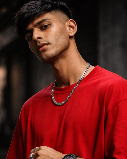 Red Biker Graphic Men’s Oversized T-Shirt (240 GSM)
