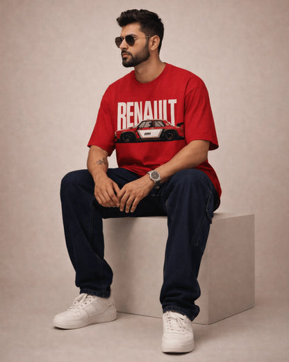 Red Renault Classic Car Graphic Men’s Oversized T-Shirt (240 GSM)