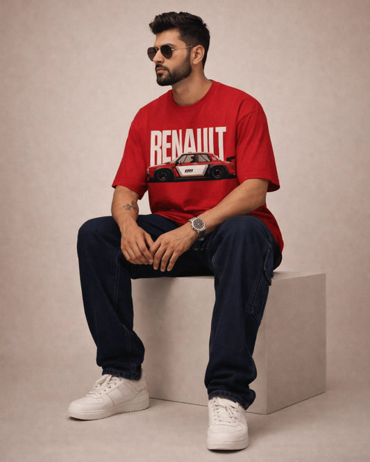 Red Renault Classic Car Graphic Men’s Oversized T-Shirt (240 GSM)
