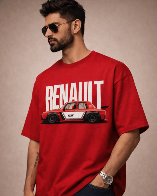 Red Renault Classic Car Graphic Men’s Oversized T-Shirt (240 GSM)