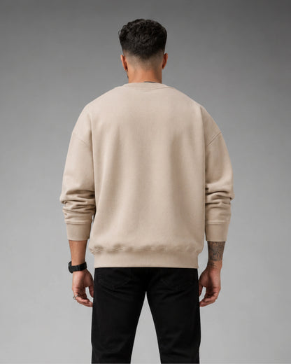 Beige Shadow Warrior Graphic Streetwear Men’s Sweatshirt (350 GSM)