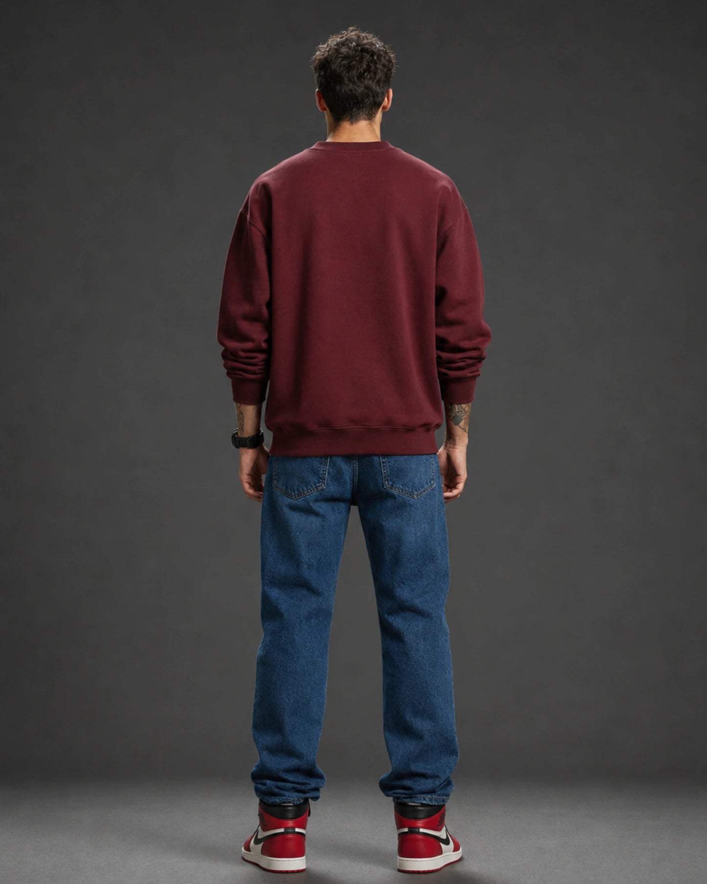 Maroon Sight Eye Graphic Streetwear Men’s Sweatshirt (350 GSM)
