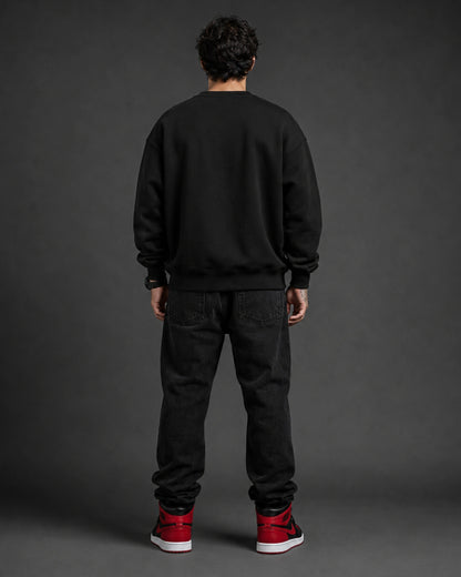 Black Spider-Inspired Quote Graphic Streetwear Men’s Sweatshirt (350 GSM)