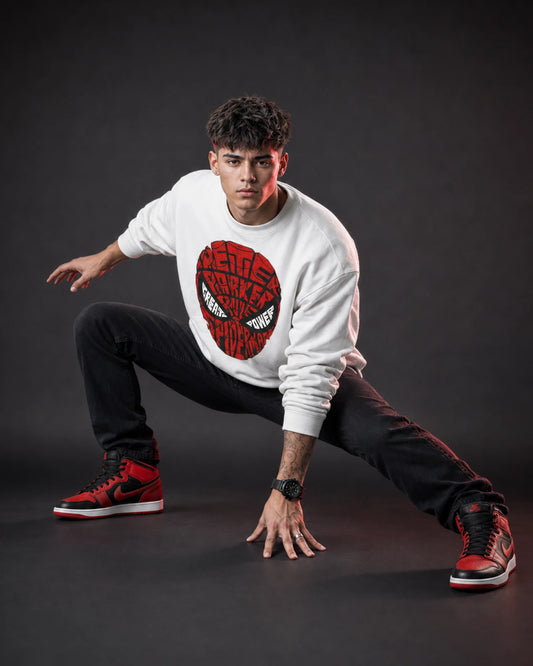 White Spider Mask Graphic Streetwear Men’s Sweatshirt (350 GSM)