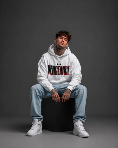 White Vengeance Graphic Streetwear Men’s Hoodie (360 GSM)