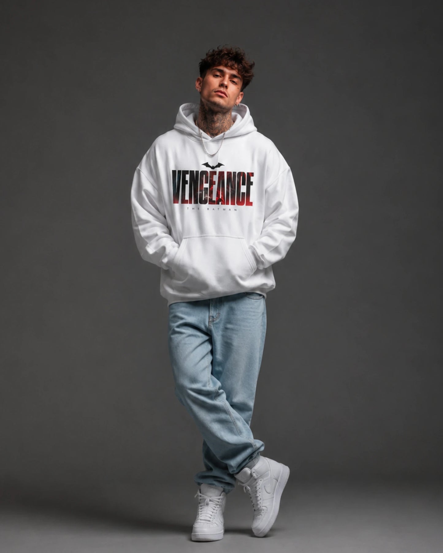 White Vengeance Graphic Streetwear Men’s Hoodie (360 GSM)