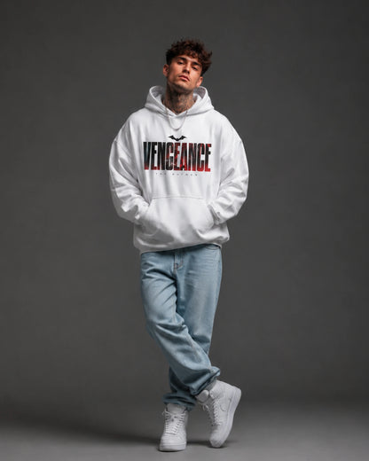 White Vengeance Graphic Streetwear Men’s Hoodie (360 GSM)